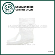 Botas de chuva Gumboots Moda Feminina Branco Brilhante B-818